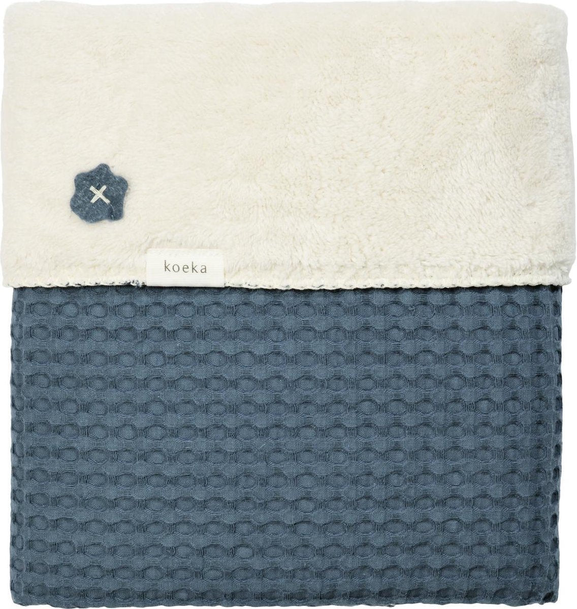 Koeka Wiegdeken wafel/ teddy Oslo - stormy blue 75x100cm