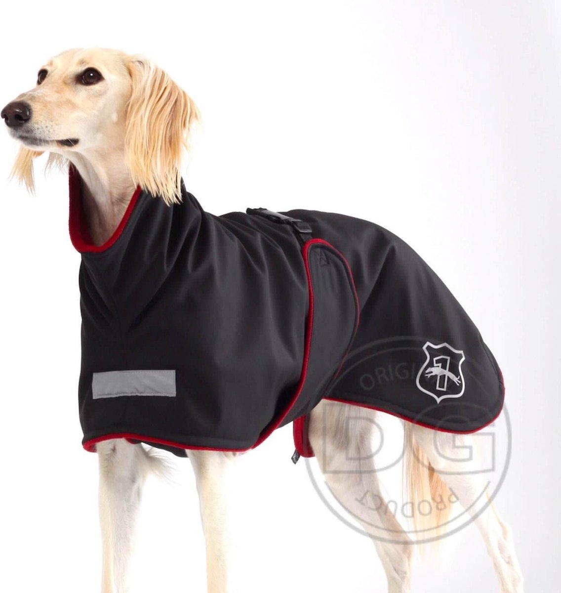 DG Softshell® Waterdichte Hondenjas - Plus Jacket - Zwart Rood - Maat 8 (DGS3) - 5-15kg
