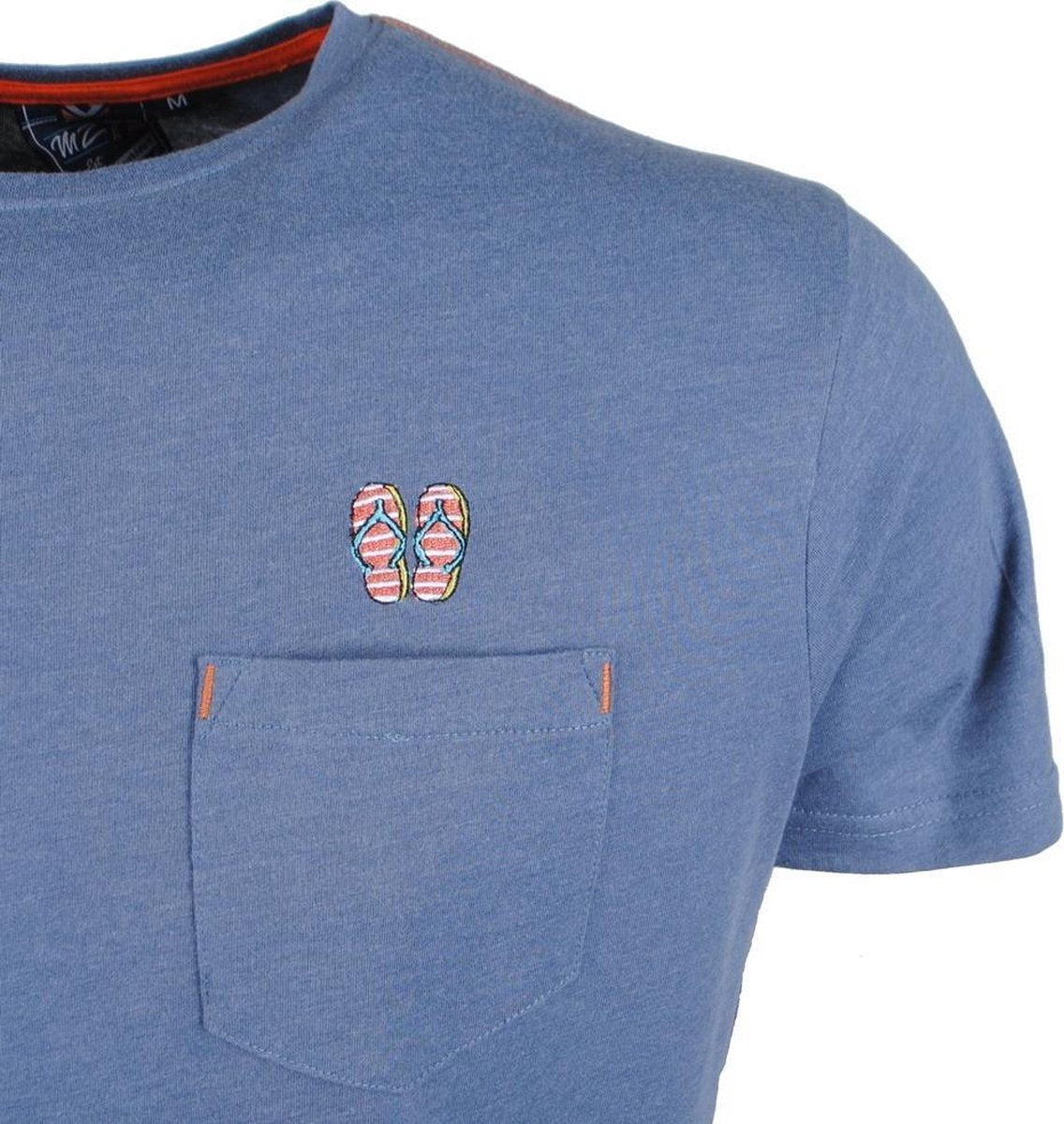 MZ72 - Heren T-Shirt - Tommy - Borstzak - Denim Blauw