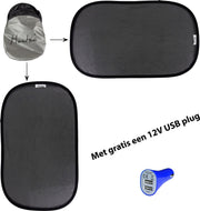 Huntex Zonneschermen Auto Zelfklevend 2 Stuks - Gratis USB Autolader 2 Poorten - Geen Zuignappen - Zonwering - Kind - Zijruit - Baby - Zonneklep - Kinderen - Auto Accessoires Interieur
