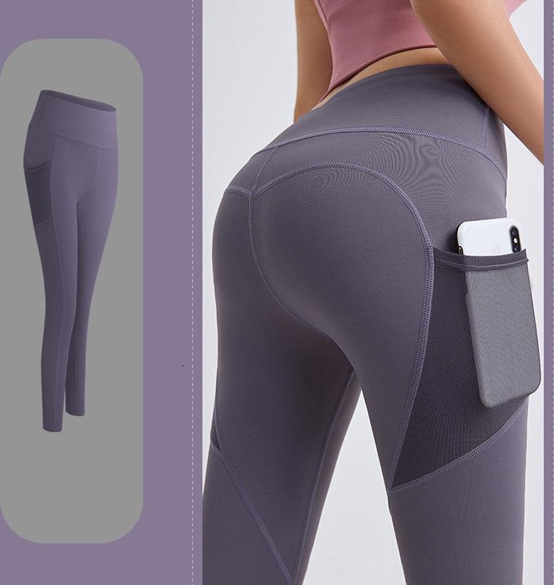 TDR - Fitness broek - Sportlegging - Yoga Broek -  Yogalegging - Dames - Paars - M