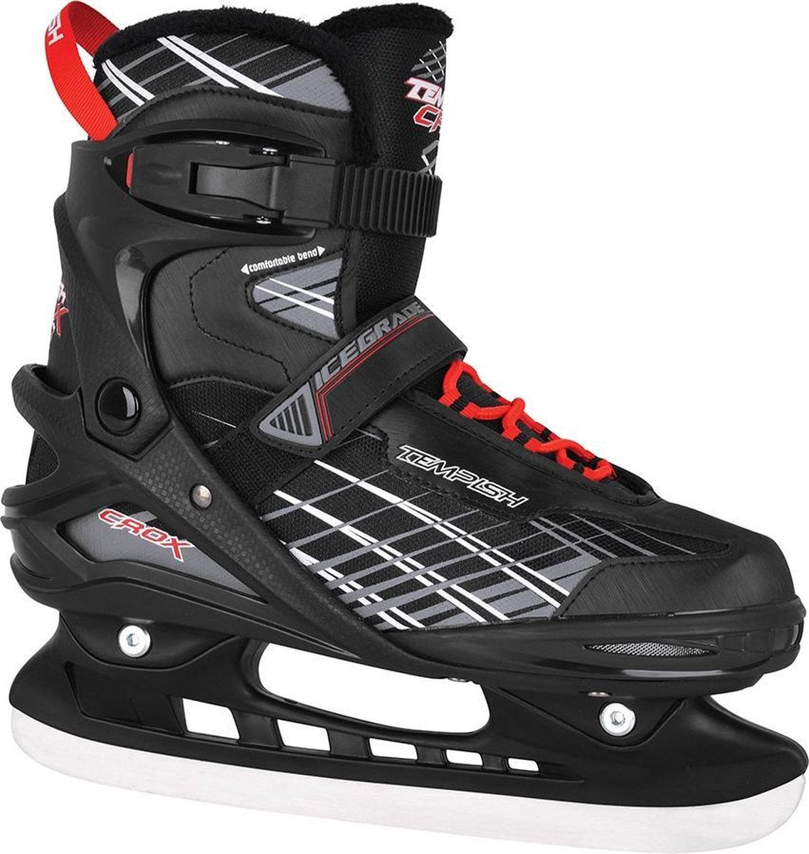 Tempish IJshockeyschaatsen CROX Zwart/Rood 41