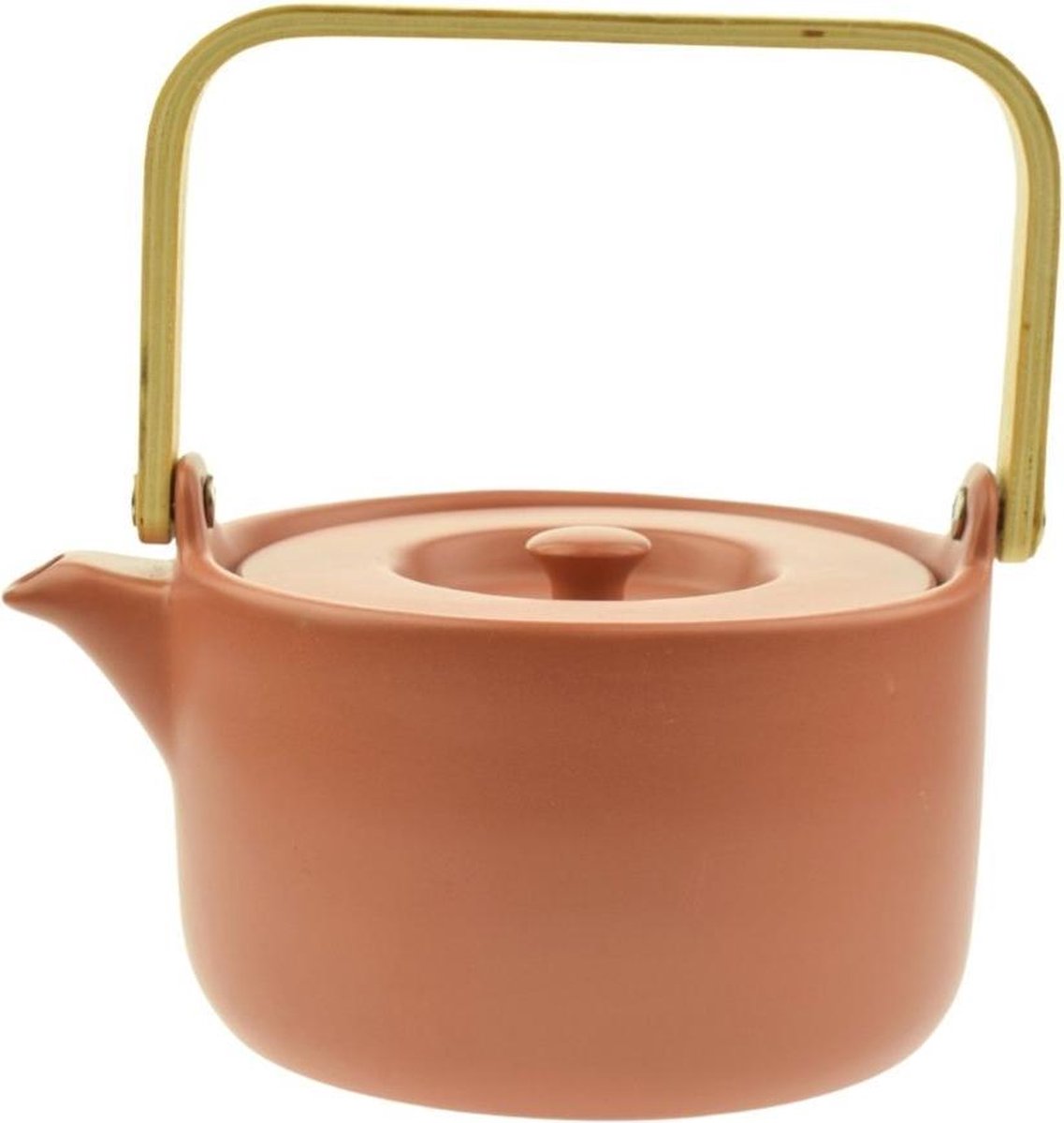 Orange85 Theepot - Terracotta Kleur - 80cl - Aardewerk - Roze - Bamboe Handvat