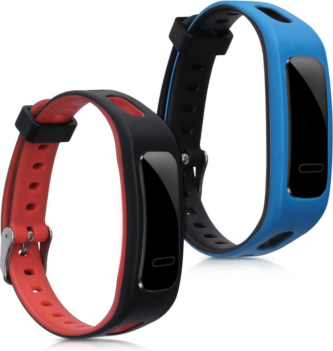 kwmobile 2x horlogeband voor Honor Band 3e - siliconen band voor fitnesstracker - zwart / rood / blauw / zwart