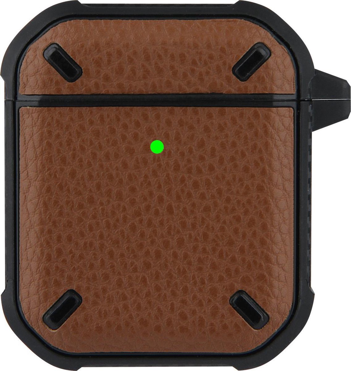 Apple Airpods 1 en 2 Lederlook Case - Softcase - Sleutelhanger - Silliconen - Leer - Apple Airpods - Donkerbruin
