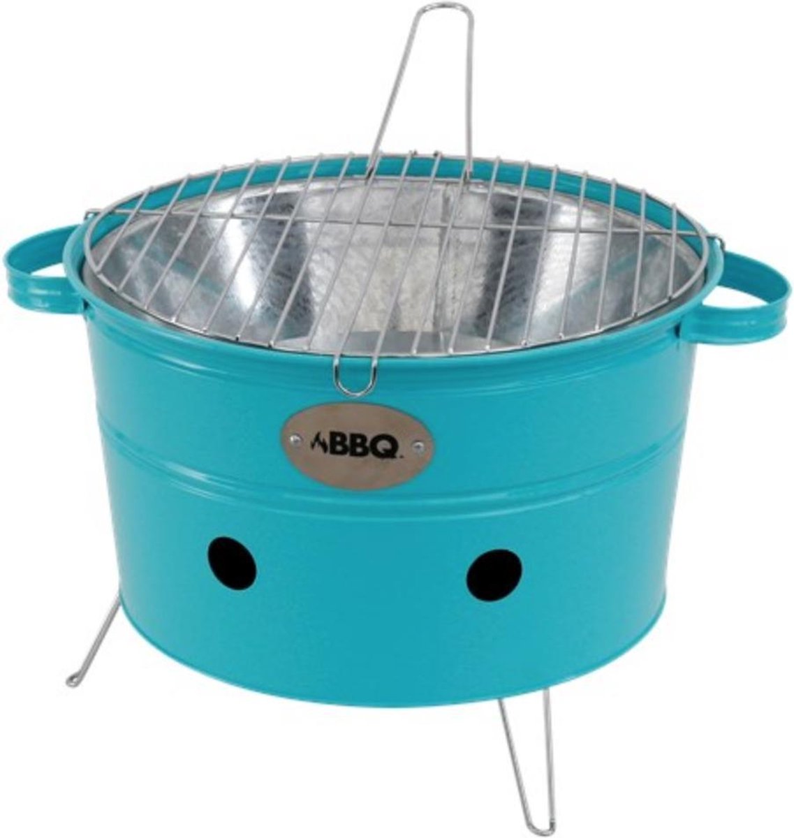 Draagbare Barbecue-emmer Blauw - compact BBQ model geschikt om mee te nemen naar bijvoorbeeld het park