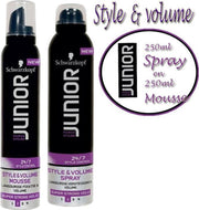 Duo pakket: Junior power Style & volume- 1x Spray 250 ml en 1x Mousse 250ml