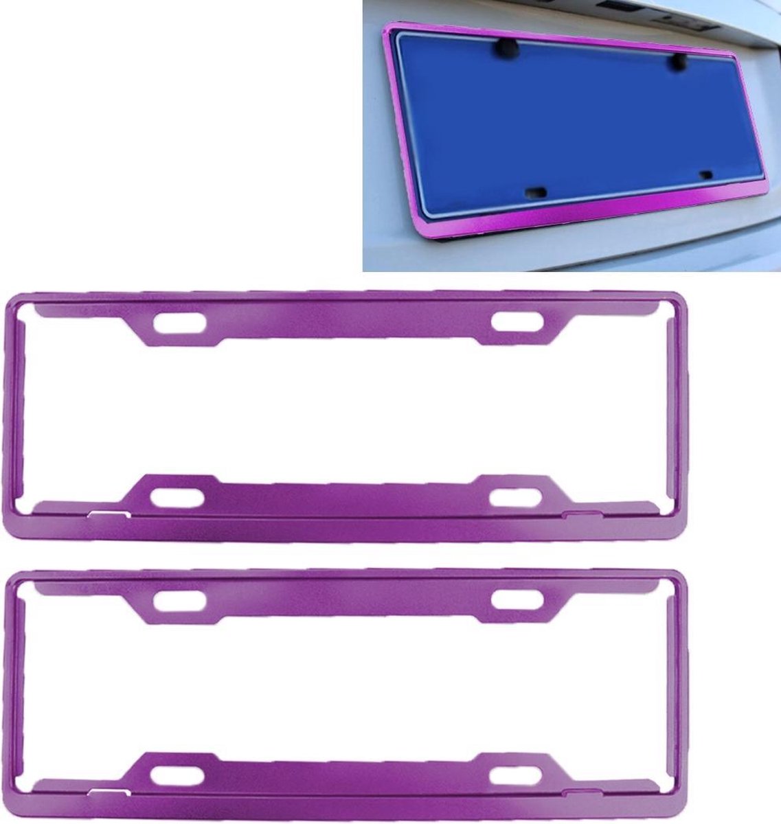 2 STKS Auto Kenteken Frames Auto Styling Kenteken Frame Aluminium Legering Universele Kentekenplaathouder Auto-accessoires (paars)