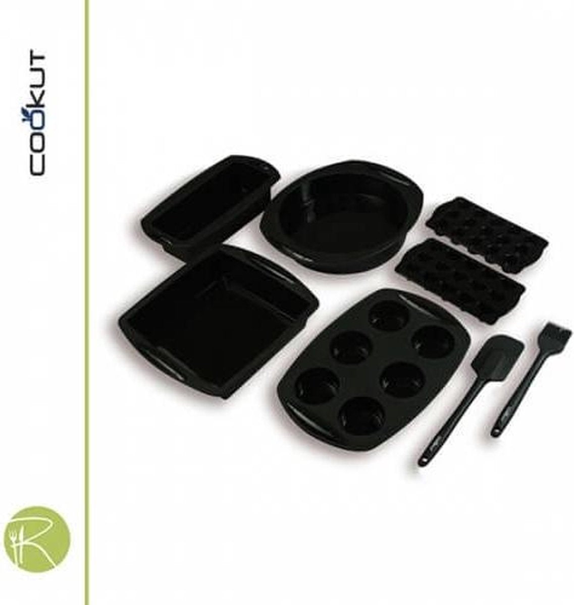 Cookut Bakvormen Set - Siliconen - Set van 6 Stuks - Zwart
