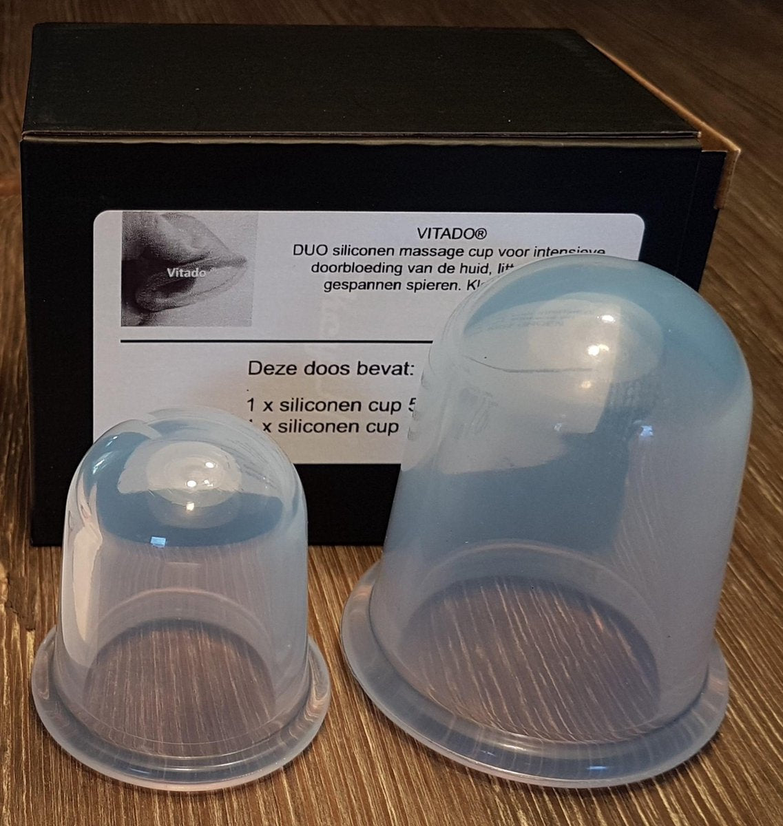 Anti cellulite Cups DUO voor benen en billen  – Cellulitis Cups – Lichaam & Gezicht – Vacuüm Massage Cups – Silicone Cuppingset – TRANSPARANT – 2 Stuks - 1 Medium 5.5 cm - 1 Large 7.0 cm DUO set TRANSPARANT