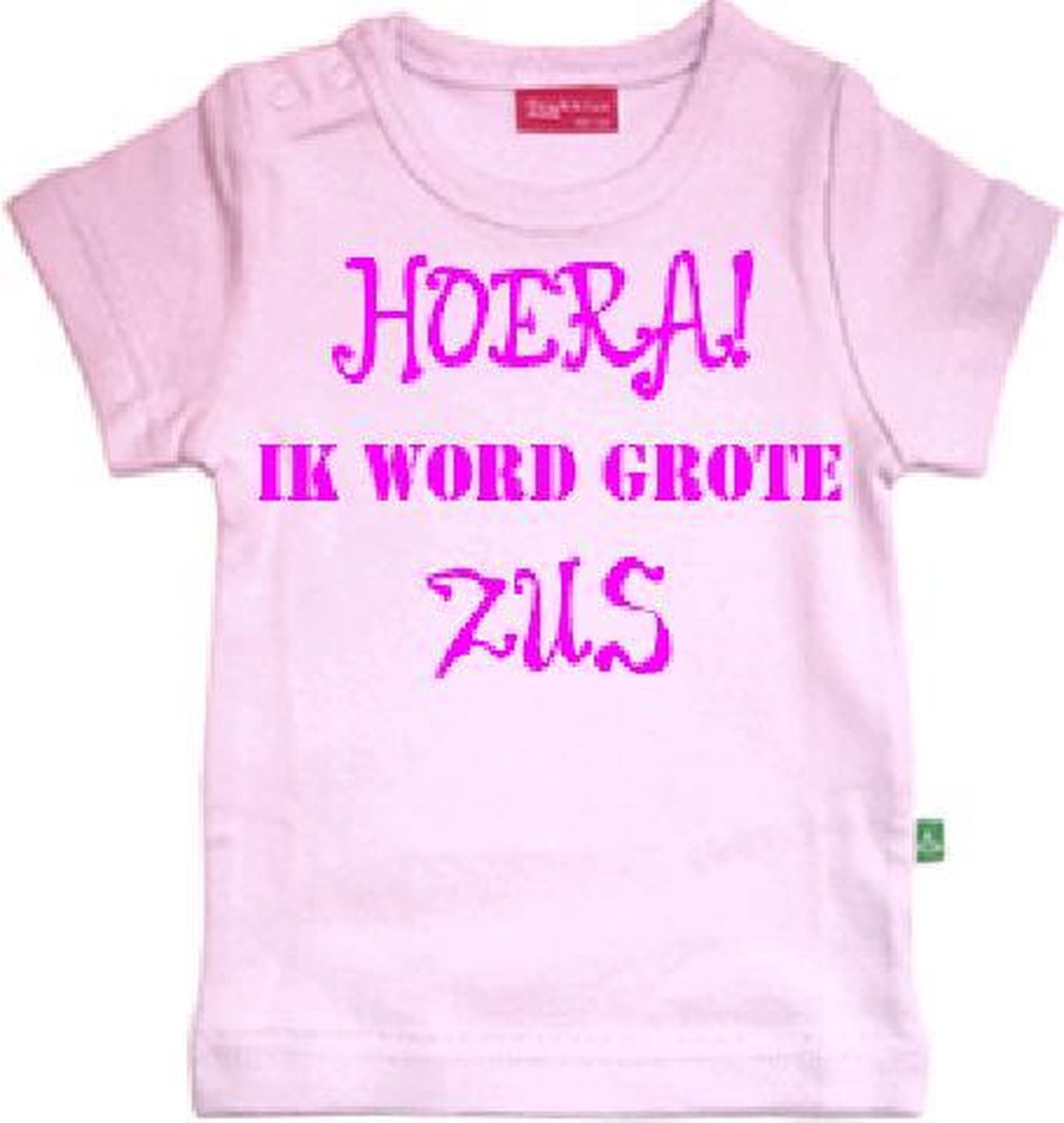 T-shirt Hoera! ik word grote zus| korte mouw | licht roze | maat 74/80