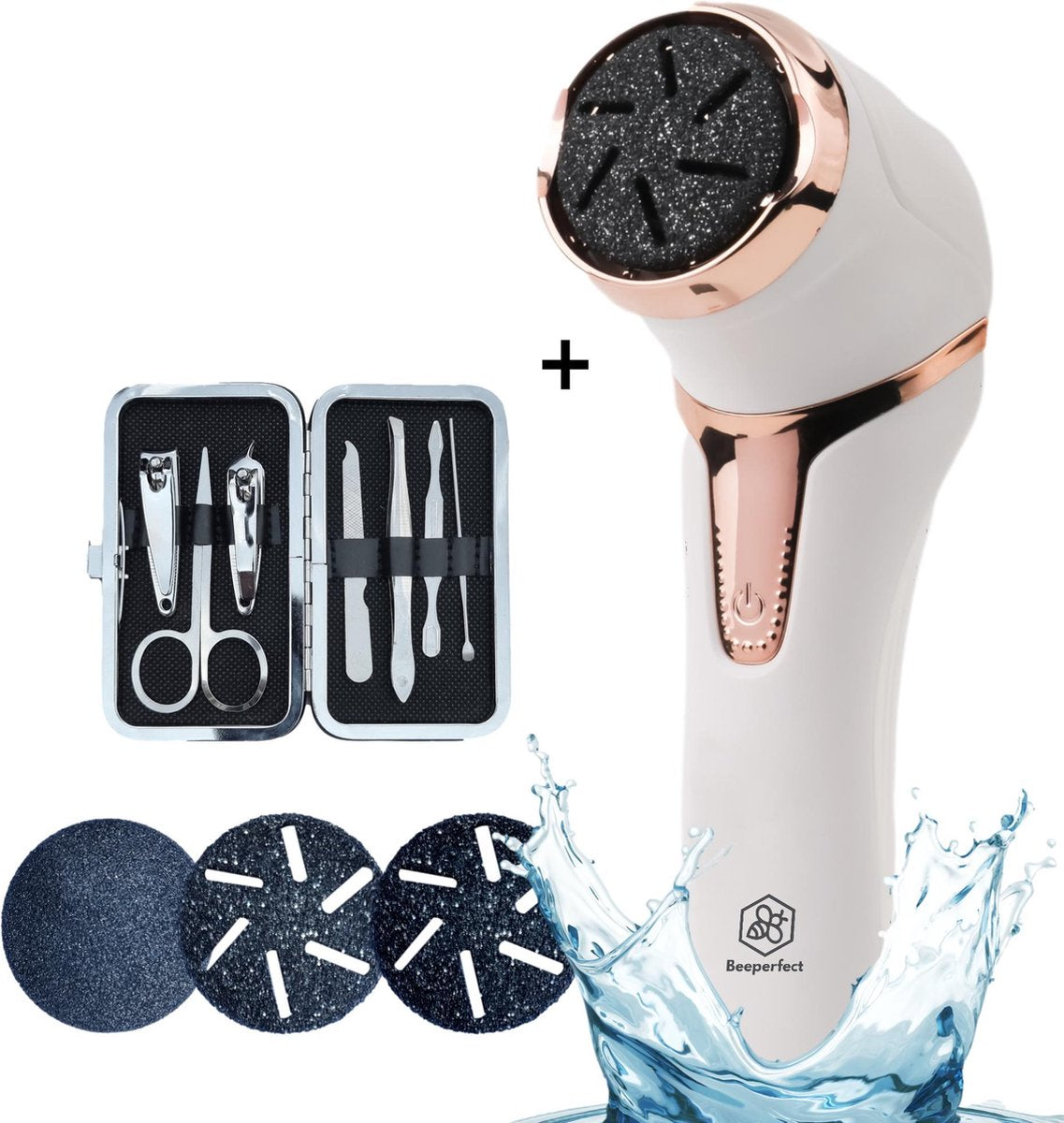 Beeperfect® Elektrische Eeltverwijderaar - Voetvijl - Stofzuigfunctie - Oplaadbare Accu - IPX7 Waterdicht - Gratis pedicure set - Inclusief 3 Schuurschijven