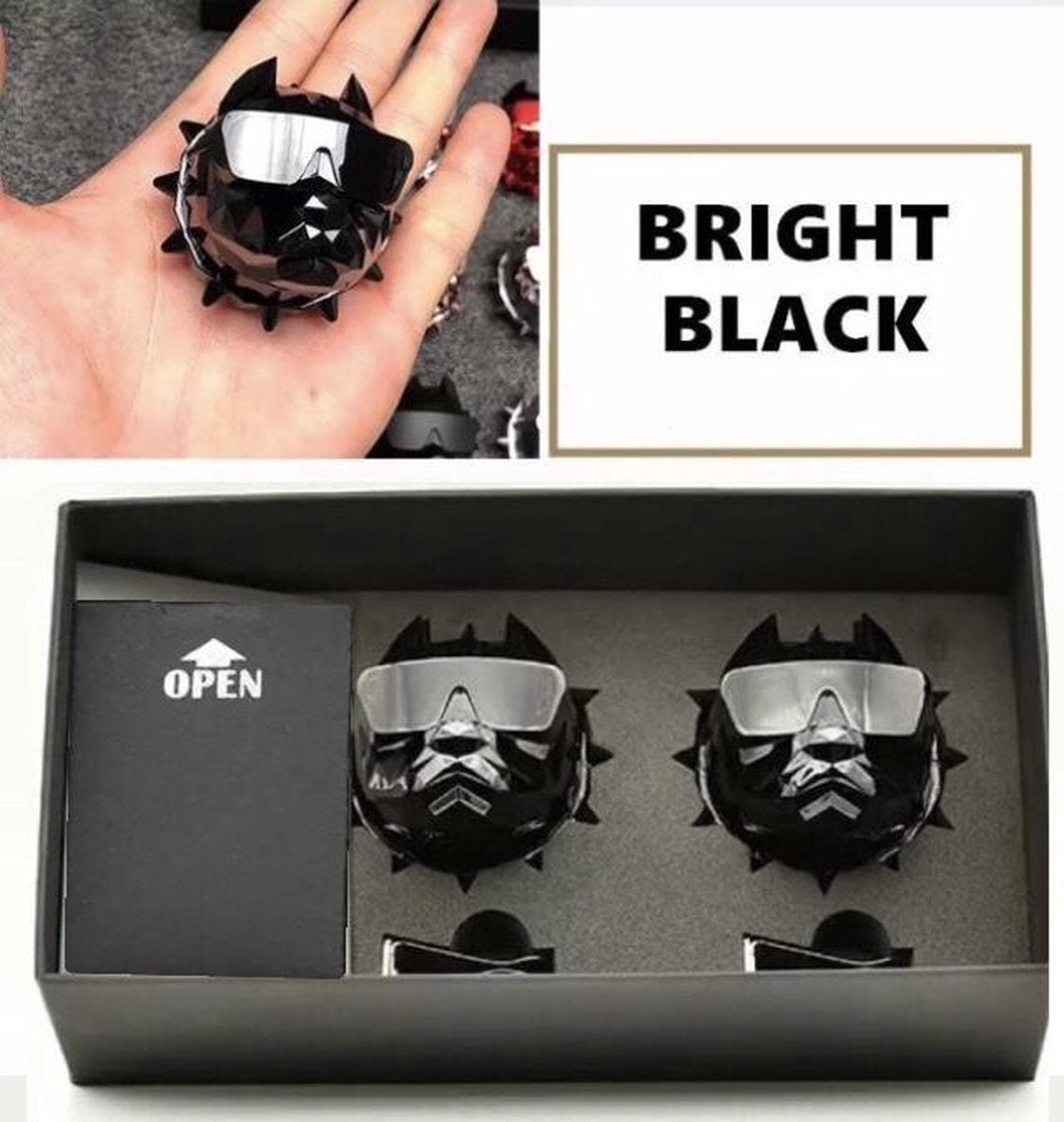 Bulldog Autoparfum Set - Incl. 6 Vullingen - Zwart - Dubbele Bulldog Auto Luchtverfrisser - Navulbaar Auto Parfum - Zwart
