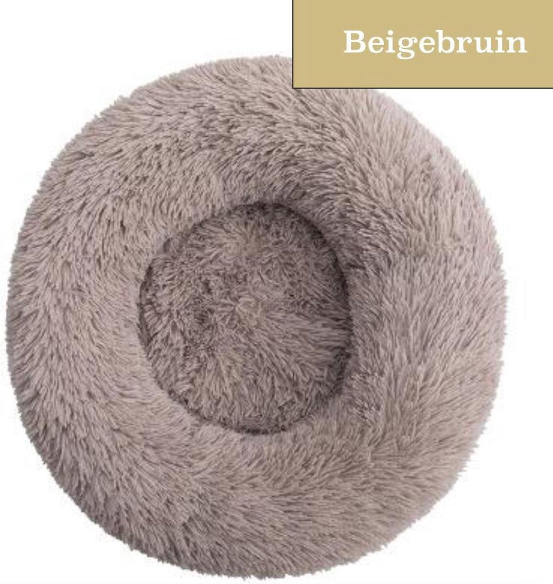 Fluffies - Donut Hondenmand S - Beige/Bruin - 60 CM - Zacht en Fluffy - Wasbaar en Antislip