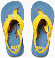 Reef Slippers Jonas Claesson Kids Ahi surfing Sloth Blauw Maat:31/32 (US 13/1)