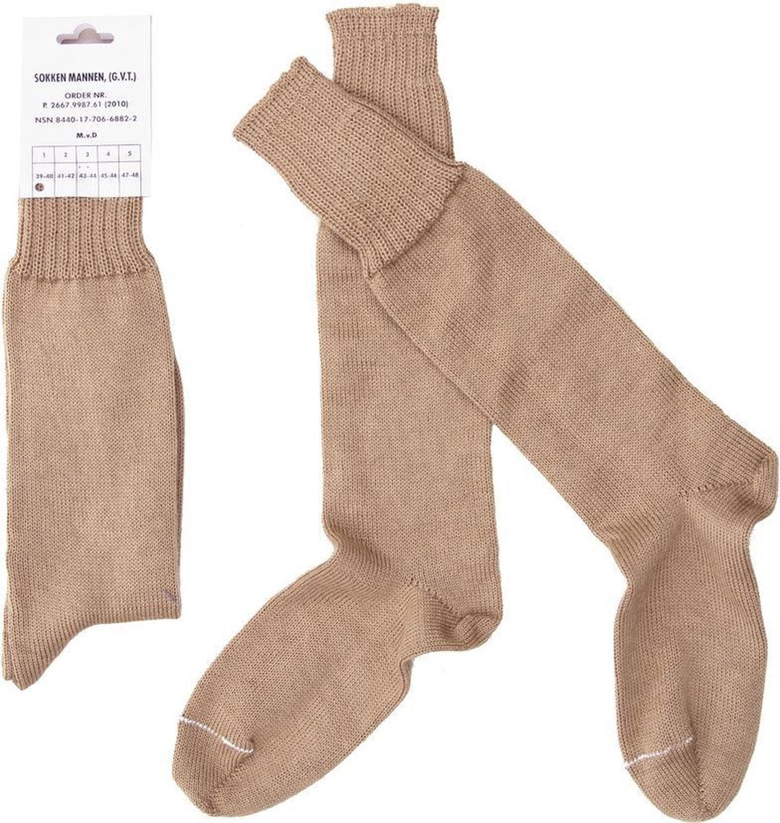 Leger sokken khaki 70% wol