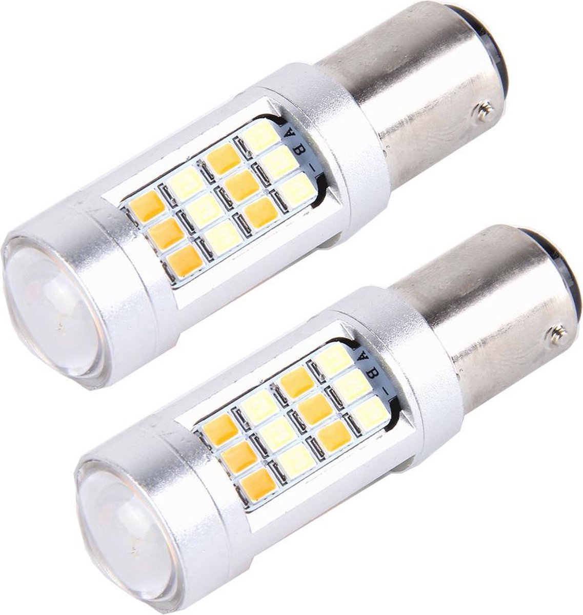 2 STUKS 1157 10W 1000 LM 6000K Wit + geel licht Richtingaanwijzerlicht met 42 SMD-2835-LED-lampen en Len. DC 12-24V