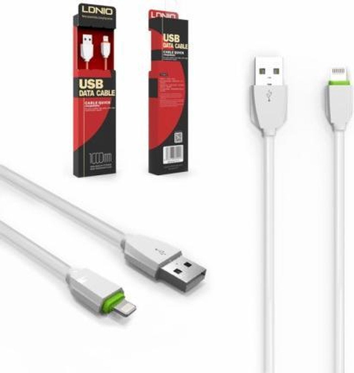 LDNIO LS04 USB oplaad kabel geschikt voor o.a iPhone 5 5S 5C SE 6 6S 7 8 Plus X XS XR Max iPod touch 5 6