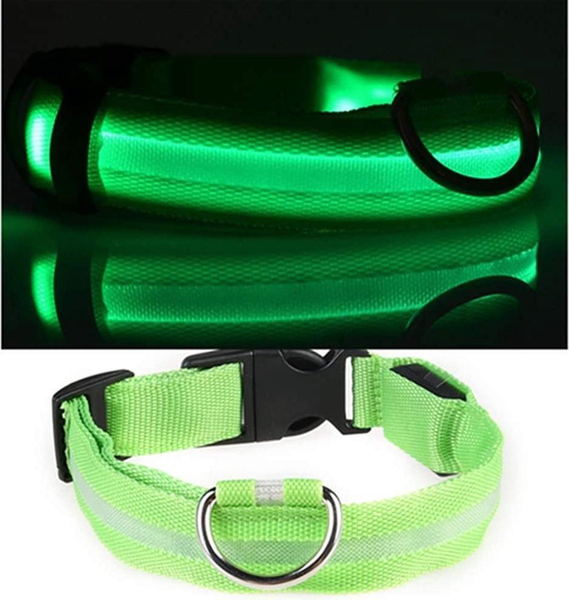Groen LED hondenhalsband USB oplaadbaar Super Bright Safety Pet Collar verhoogde zichtbaarheid