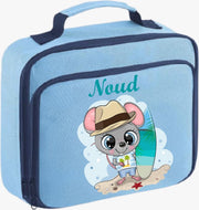 Gepersonaliseerde koeltas - eigen naam - jongen - blauw - tas - strand - drinken - eten - koud - school - lunch - muisje - zwemmen