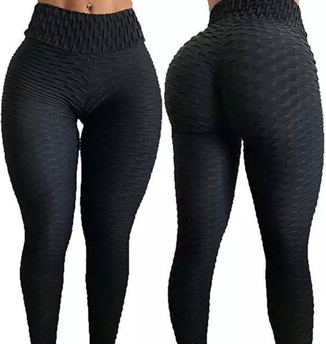 Sportlegging-Yoga -Scrunch Butt-High Waist- Absorberend- Anti Cellulite Legging-Gym Sports -Legging Fitness Wear-Zwart- maat XL