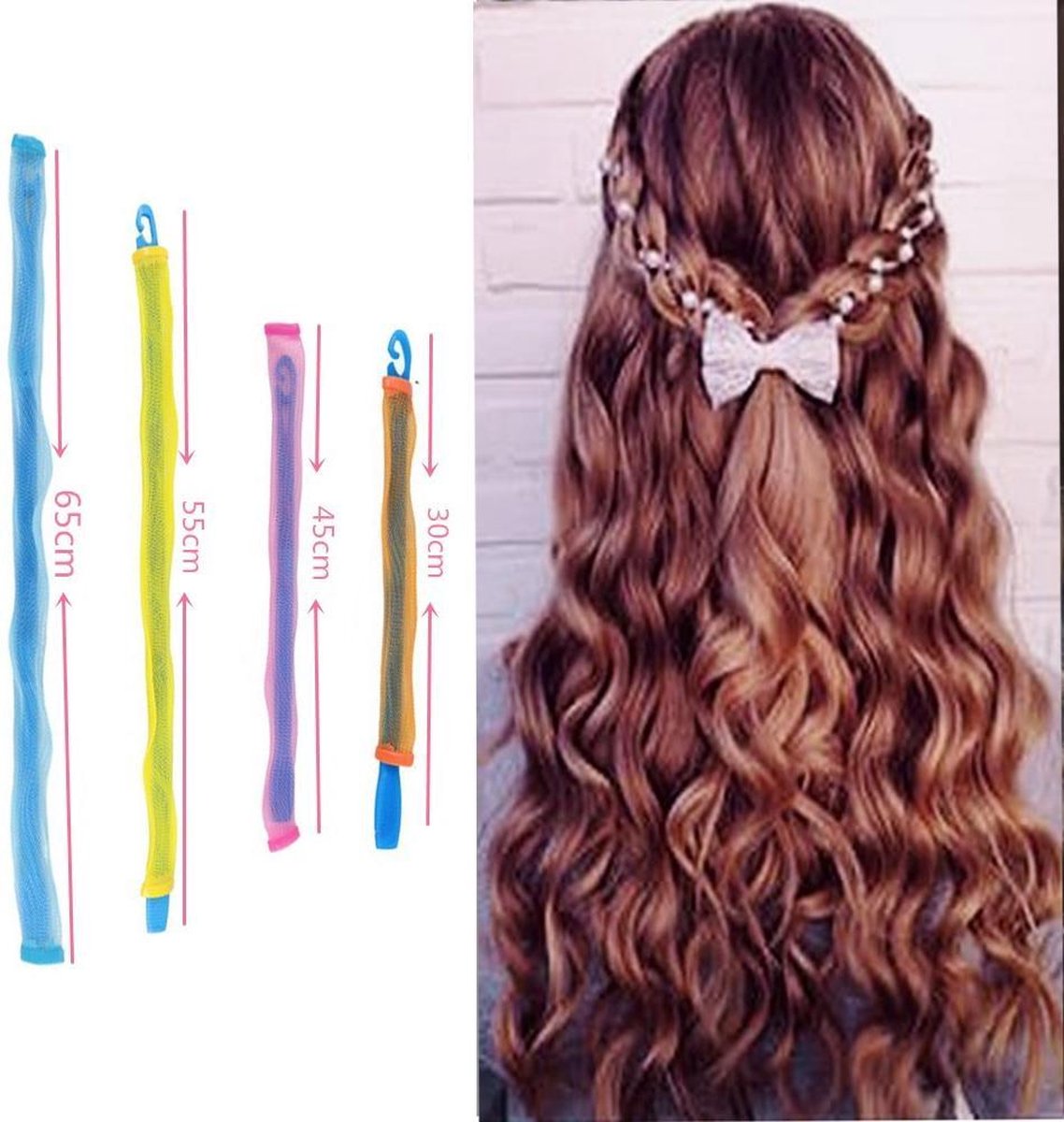 WiseGoods - Haarkullers Set - Haarrollers - Krulspelden Rollers - Haarrollers - Krultang - Haarkrulset - 18 Stuks - 20cm