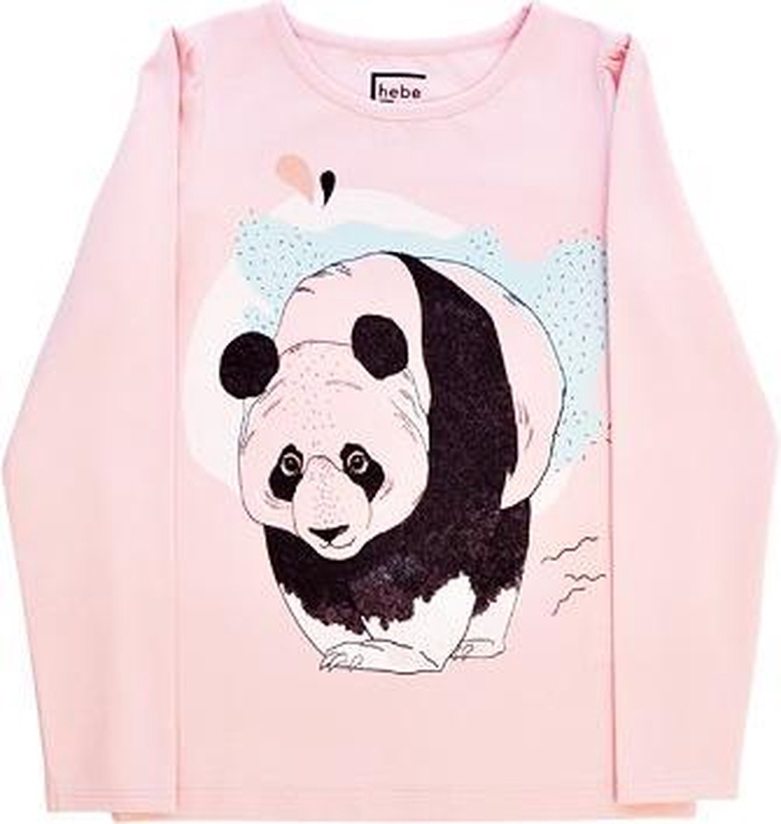 HEBE - meisjes shirt - lange mouwen - panda - roze - Maat 98/104