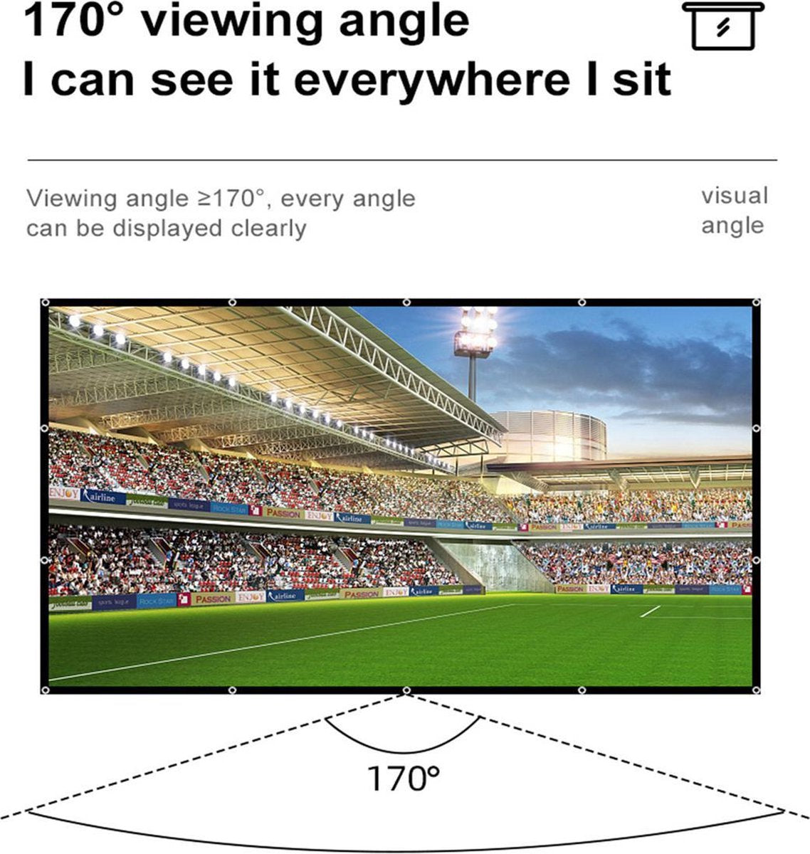 projectie scherm - voor projector - Polyester - Wit - EK - WK 2022 - OLYMPISCHE SPELEN