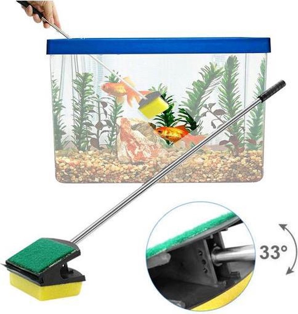 Aquarium cleaner - schoonmaak borstel - lang handvat