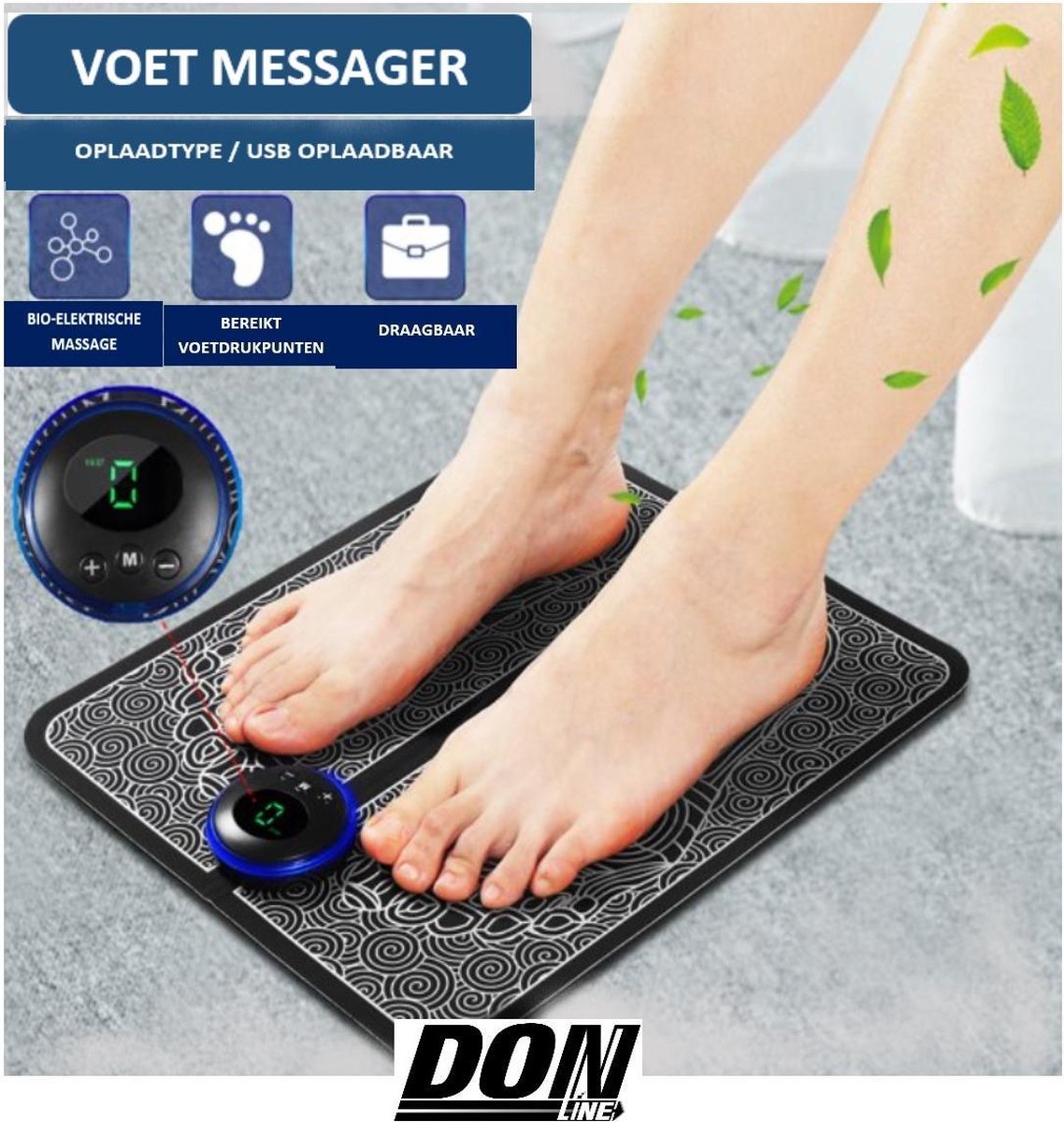 DONLINE – EMS Voetmassager / Elektrische Voetmassager USB Oplaadbaar / Bloedcirculatie Apparaat / Bloedsomloop Hulpmiddel – 6 Standen