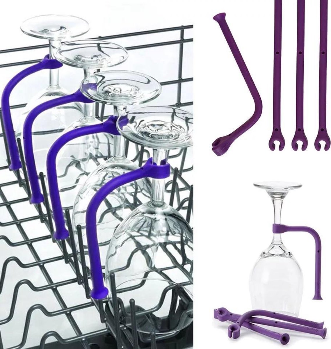 Wijnglazenhouder – 3 stuks - Siliconen hulpstuk - Wijnglazen set – Vaatwasser accessoire