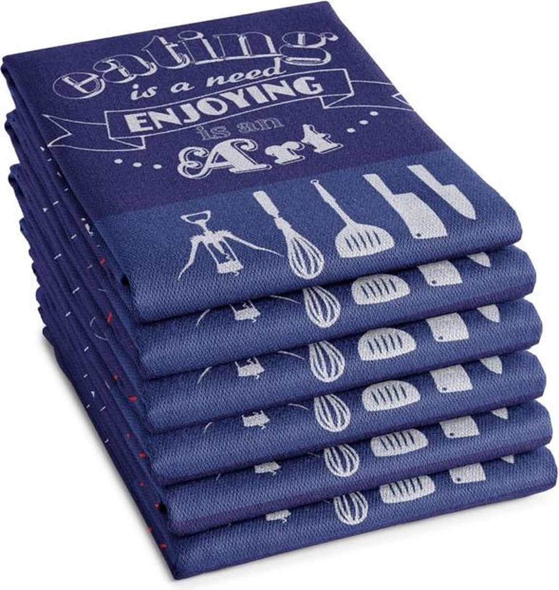 DDDDD Enjoying - Theedoek - 60x65 cm - Set van 6 - Blue