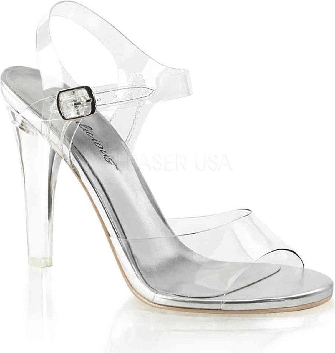 Fabulicious Hoge hakken -36 Shoes- CLEARLY-408 US 6 Zwart/Zilverkleurig