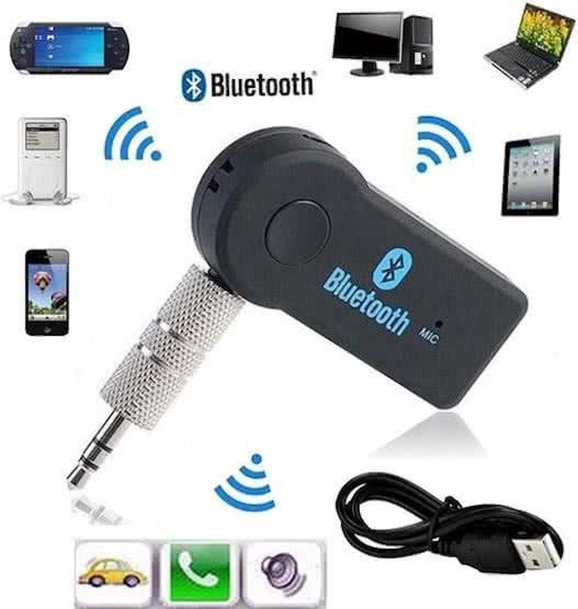 Bluetooth 3.1 premium streaming adapter ontvanger; draadloos muziek afspelen via MP3 ingang