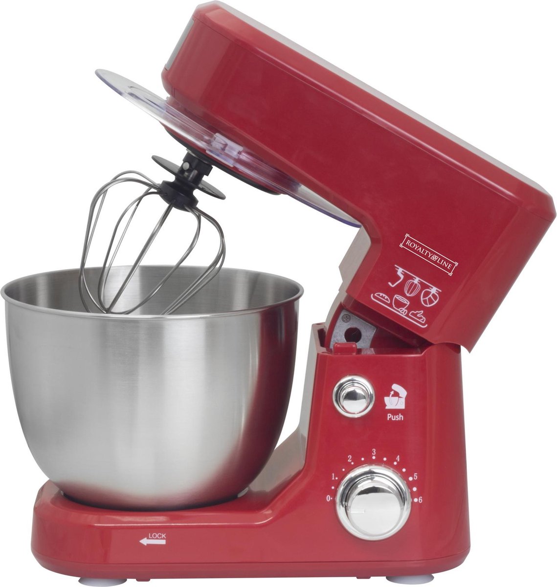 Royalty line Keukenmachine Multifunctionele - 1000W - 4 Liter - Rood - Met accessoires RLPMK700