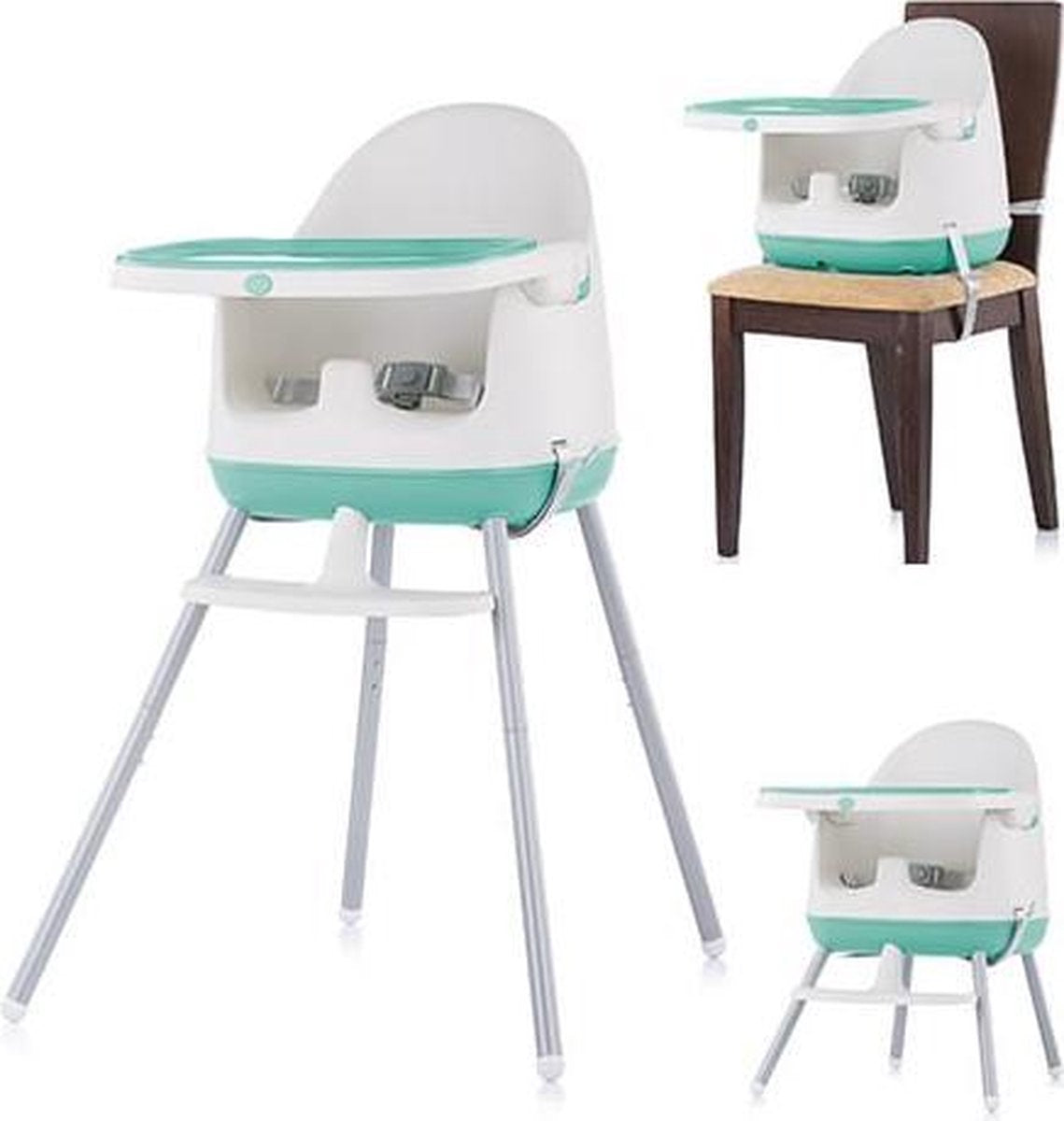 Kinderstoel 3 in 1 Pudding mint Chipolino modern en vrolijk tafelen!
