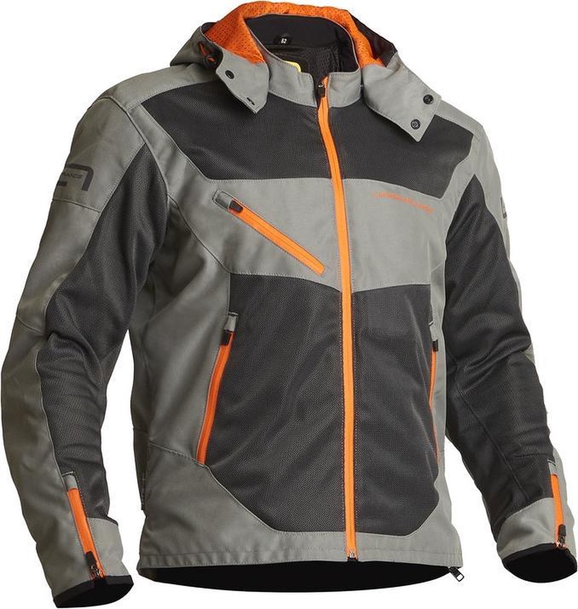 Lindstrands textiel motorjack Rexbo grijs/oranje 52