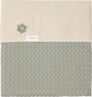 Koeka Wiegdeken wafel flanel Antwerp - shadow green/soft sand 75x100cm
