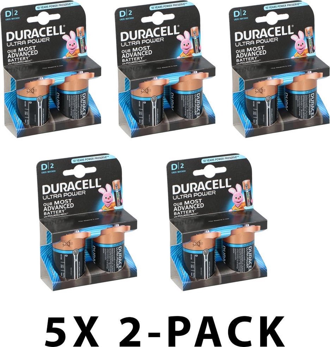 Duracell Ultra Alkaline D-batterijen – LR20 - Voordeelverpakking 10 stuks