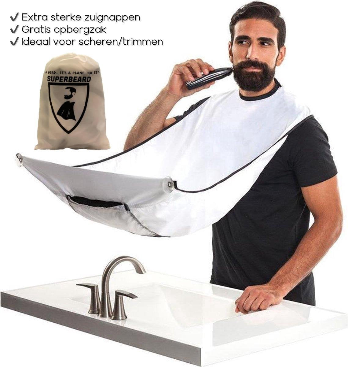 A-LABEL Waterdichte Baard Schort| Vaderdag cadeau | Baardschort | inclusief opbergzak | Vieze wastafel is verleden tijd! | Vangt de haren goed op