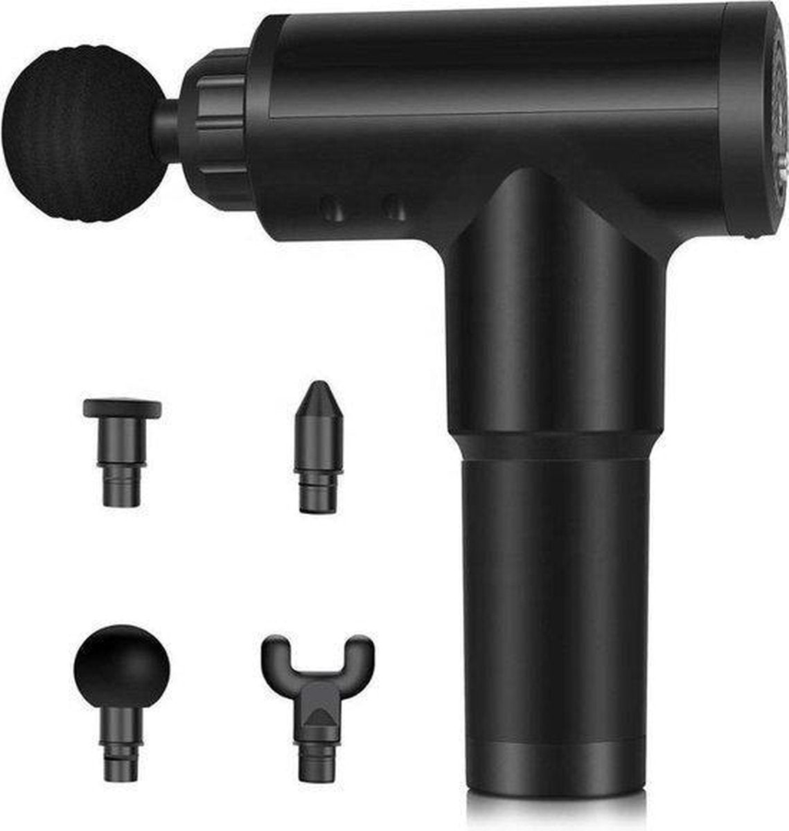 Professionele Massage Gun incl. 4 Opzetstukken – Massage Pistool Vibratiemassage – Lange Accuduur – Krachtpatser met 3200RPM - Zwart - Mangry