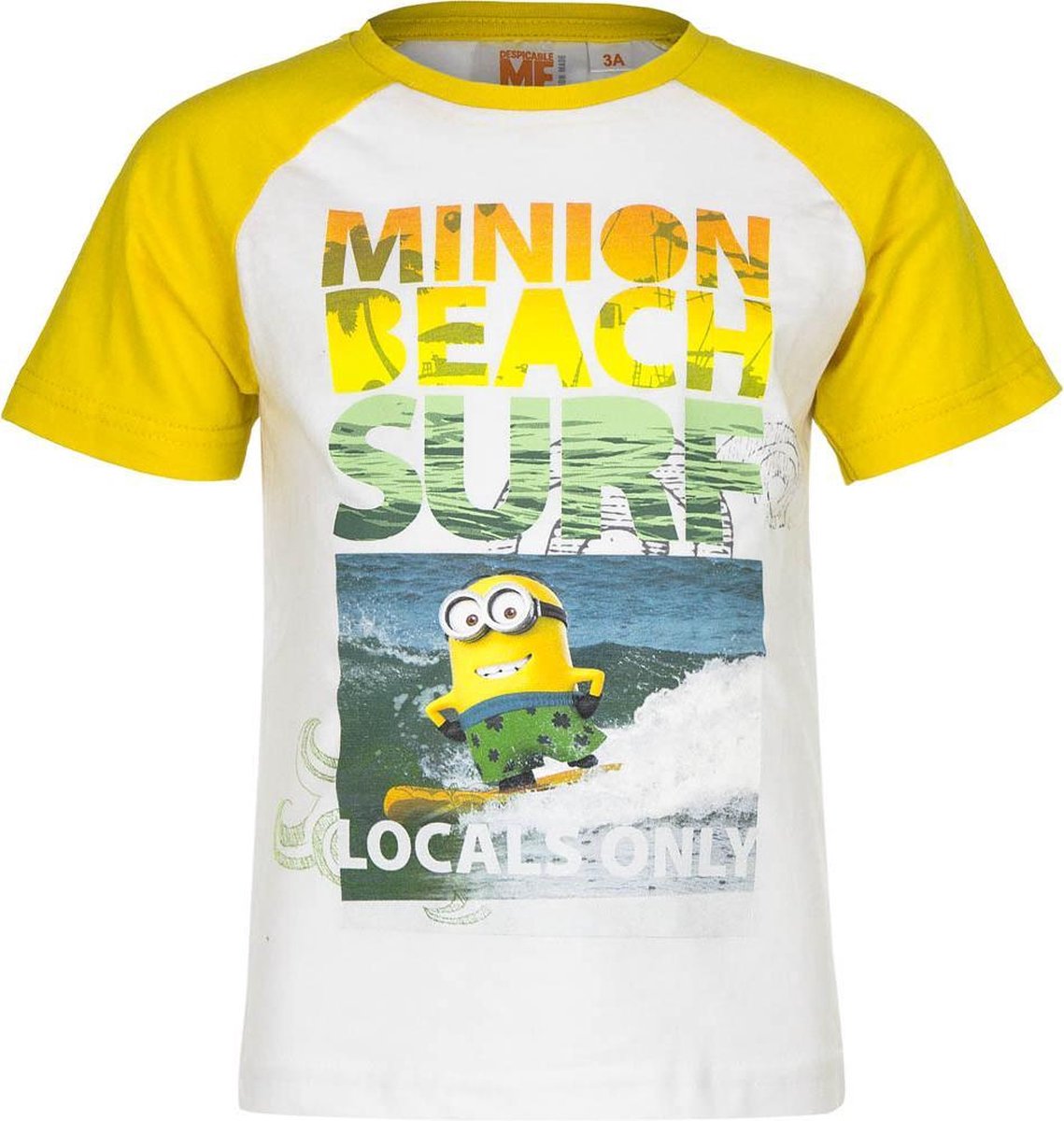 Minion t-shirt - Beach Surf - geel/wit - maat 104 (4 jaar)