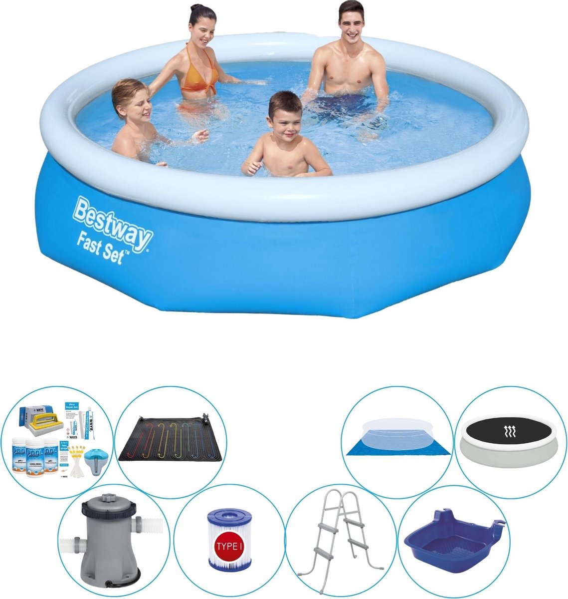 Bestway Fast Set Rond 305x76 cm - Deluxe Zwembad Set