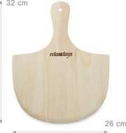 relaxdays pizzasteen met pizzaschep - rond - broodschep - houten pizzaspatel - pizzaplank