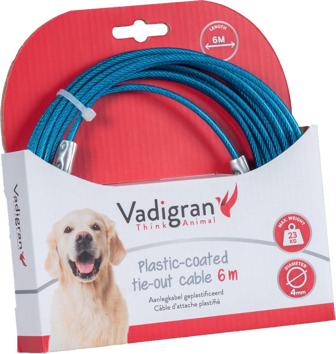 Dierenbenodigdheden Vadigran Aanlegkabel Geplastificeerd Blauw 6M