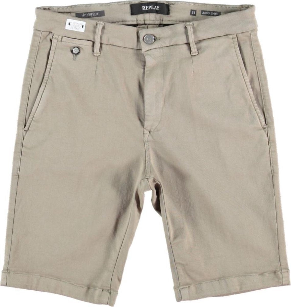 Replay lehoen hyperflex beige slim fit stretch chino short - valt kleiner - Maat W27