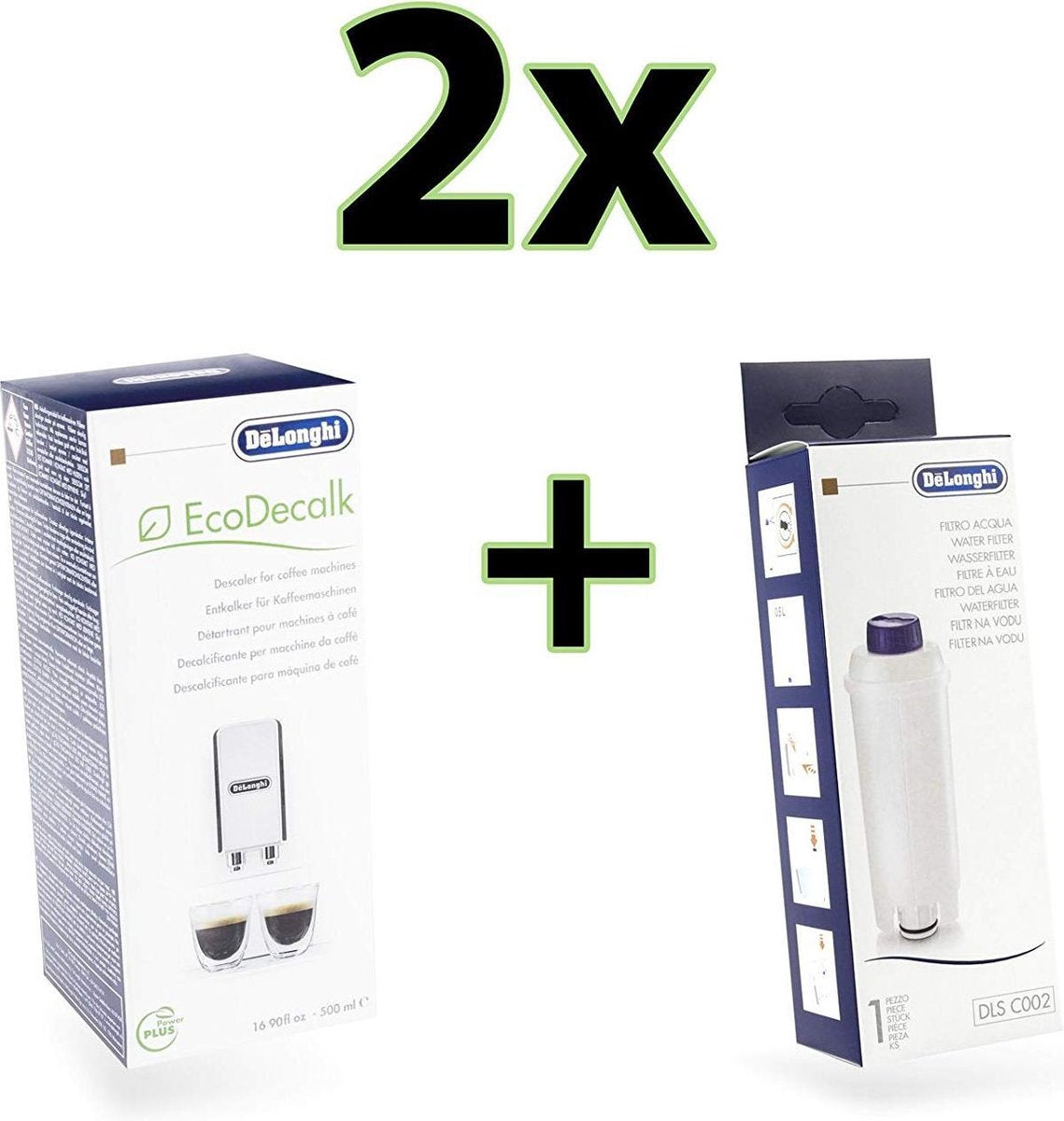 De'Longhi Waterfilter & Ontkalker 500 ml  2 x 2 stuks