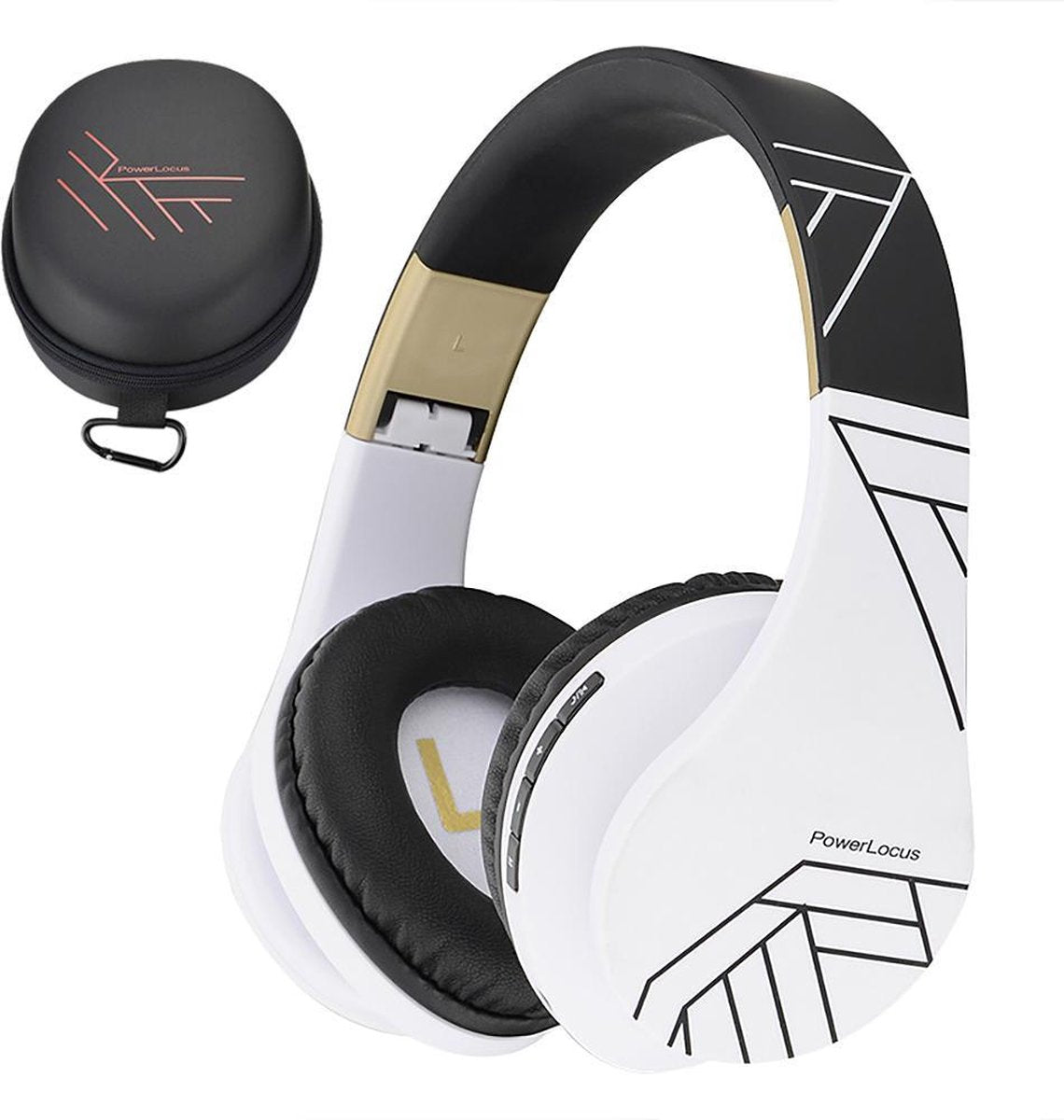 PowerLocus P2 draadloze Over-Ear Koptelefoon Bluetooth - Inklapbaar - Met microfoon - Zwart/Wit