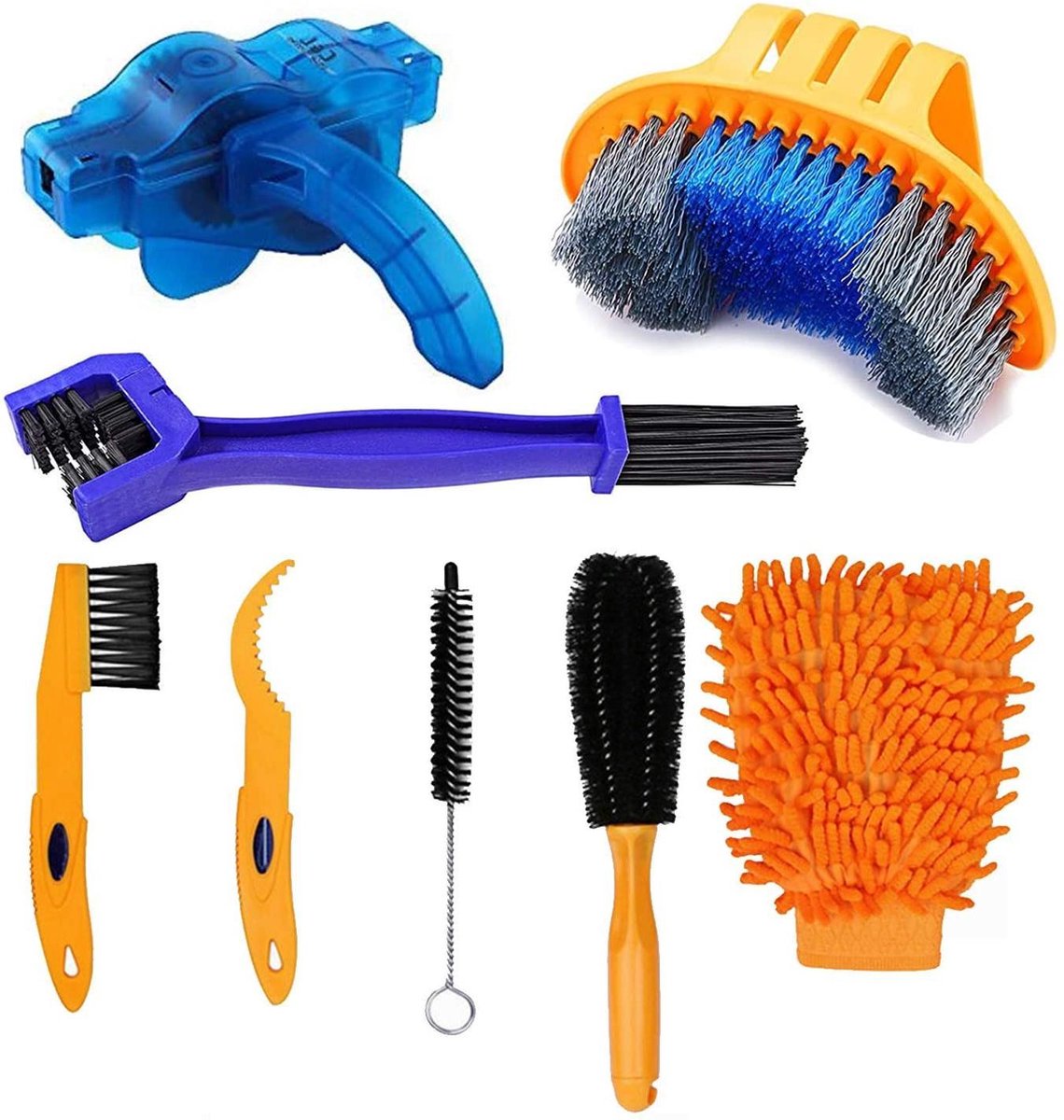 Pora - Fietsketting reiniger - Ketting schoonmaken - 11 delig - Inclusief borstel - Luxe fiets schoonmaak set