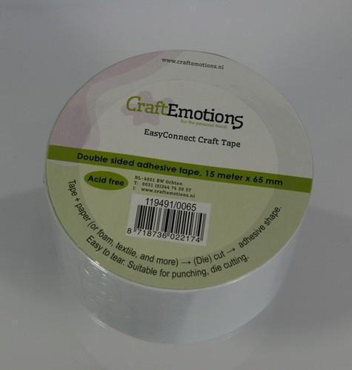CraftEmotions EasyConnect (dubbelzijdig klevend) Craft tape 15m x 65mm.